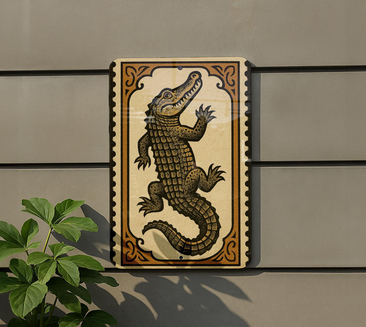 Alligator Stamp Style Metal Sign – Vertical Rustic Wall Art for Home, Cabin, or Man Cave Décor, 23-Inch Vintage Look — photo 5