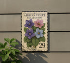 Vintage African Violet Stamp Art Metal Sign – Botanical Flower Wall Decor, Retro Garden Plant Lover Gift, Indoor Floral Plaque — photo 5