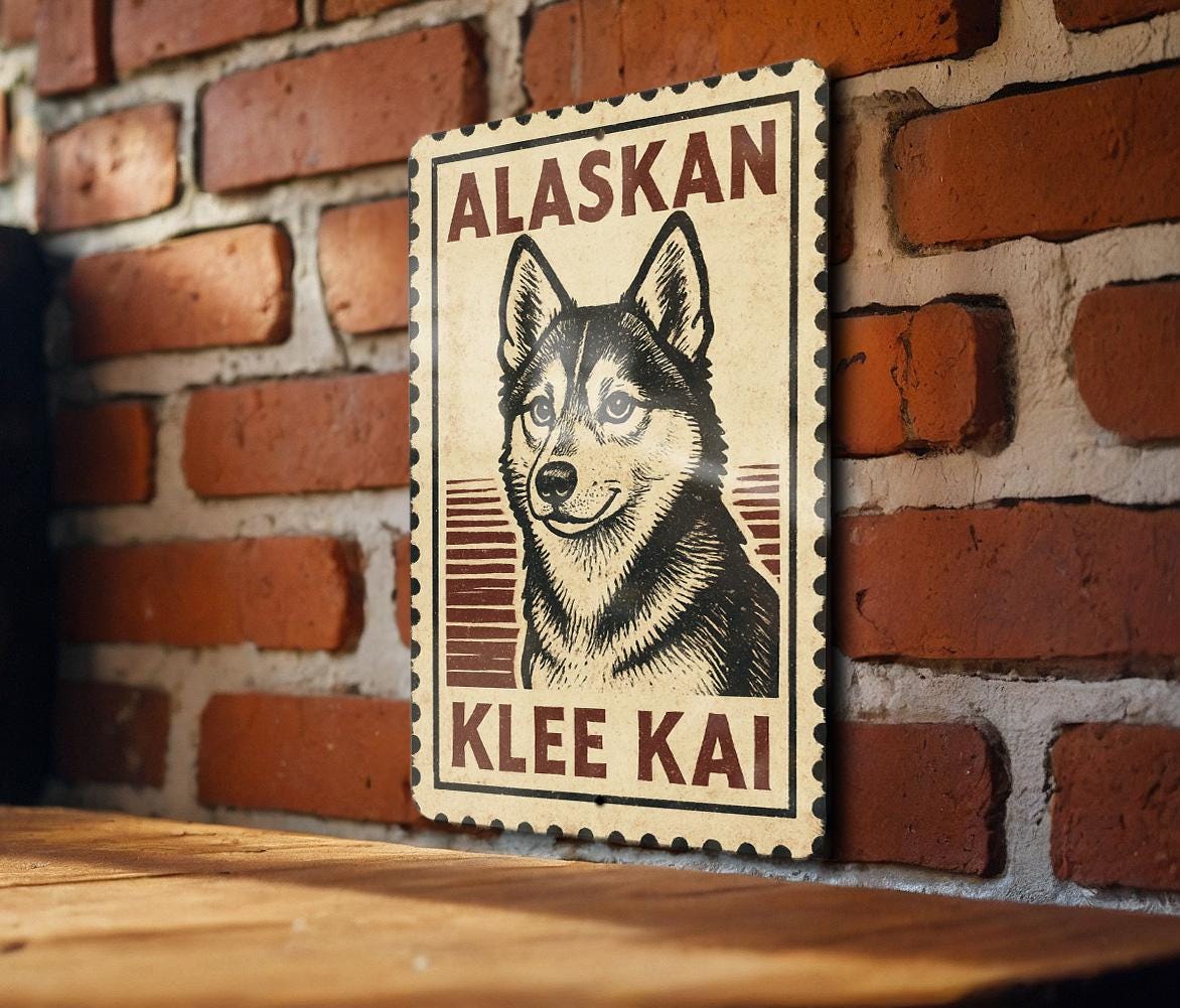 Alaskan Klee Kai Dog Metal Sign – Vintage Stamp Style Wall Art, Rustic Vertical Pet Decor, Gift for Dog Lovers — photo 1
