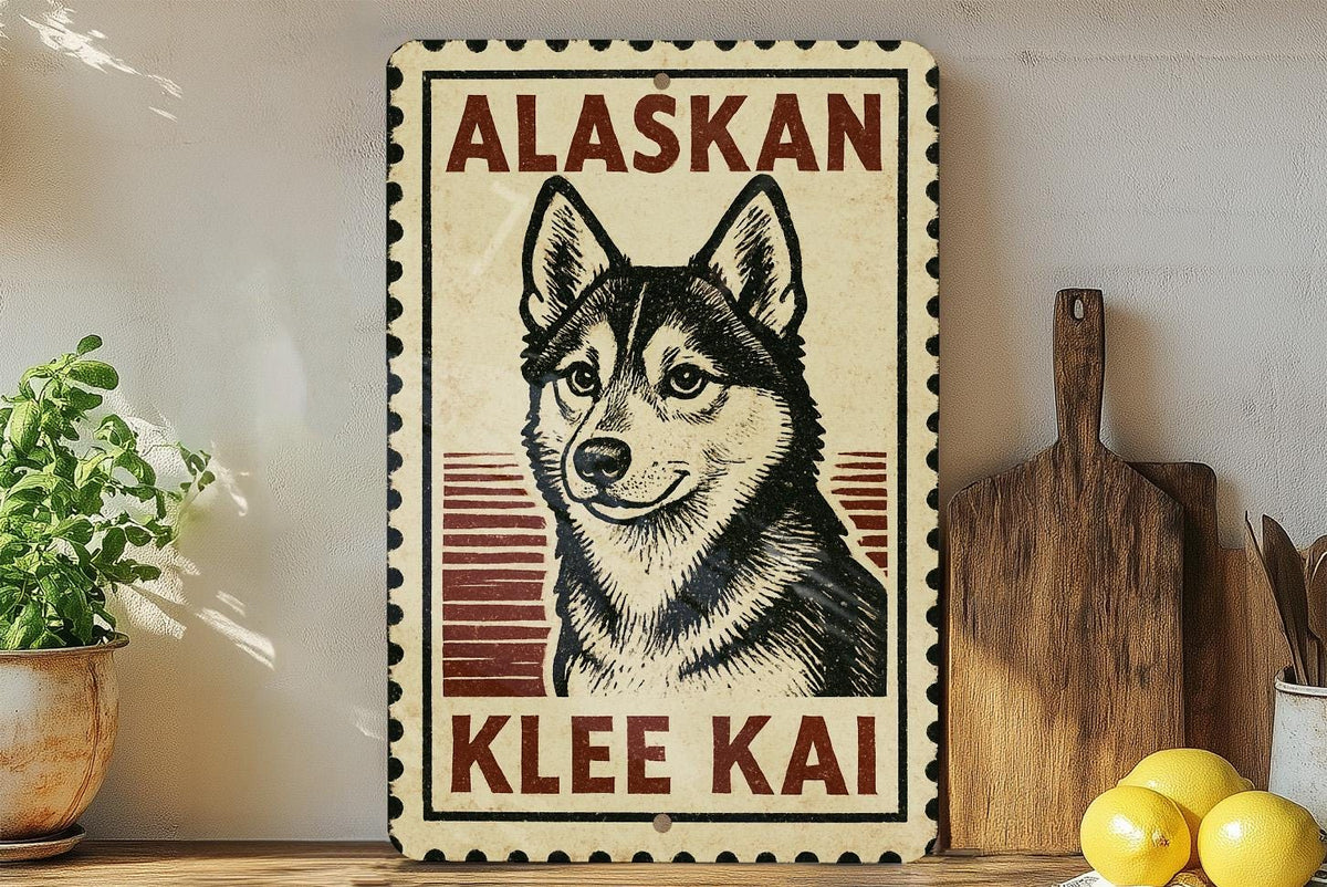 Alaskan Klee Kai Dog Metal Sign – Vintage Stamp Style Wall Art, Rustic Vertical Pet Decor, Gift for Dog Lovers — photo 2