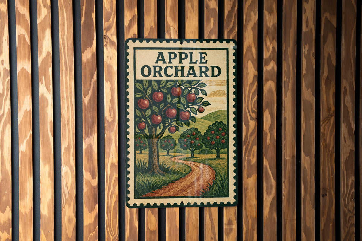 Apple Orchard Metal Sign – Vintage Farmhouse Decor, Rustic Apple Picking Wall Art, Country Kitchen Stamp-Style Plaque — photo 3