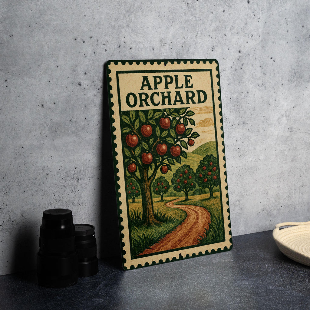 Apple Orchard Metal Sign – Vintage Farmhouse Decor, Rustic Apple Picking Wall Art, Country Kitchen Stamp-Style Plaque — photo 4