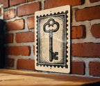 Antique Key Metal Sign – Vintage Stamp Style Wall Art, Rustic Home Decor, Skeleton Key Artwork for Entryway or Office — photo 2