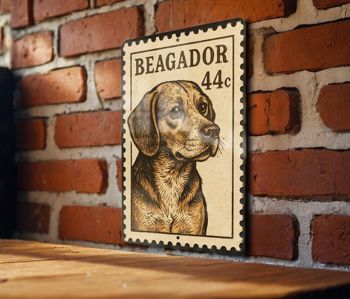 Beagador Metal Sign – Vintage Stamp Style Dog Wall Art, Rustic Pet Decor for Home, Kennel, or Dog Lover Gift — photo 2