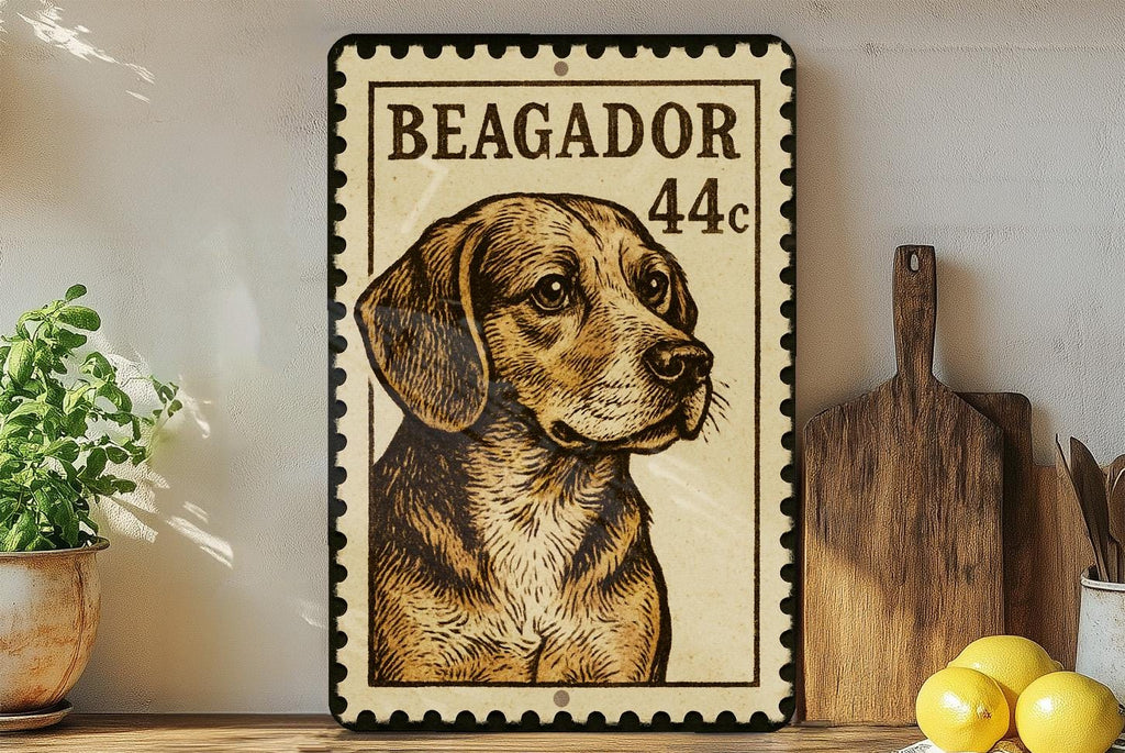 Beagador Metal Sign – Vintage Stamp Style Dog Wall Art, Rustic Pet Decor for Home, Kennel, or Dog Lover Gift — photo 3