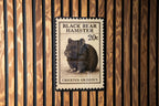 Black Bear Hamster Metal Sign – Vintage Stamp Style Wall Art, Rustic Pet Decor, Cute Rodent Illustration for Home or Shed — photo 1