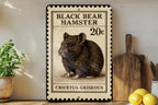 Black Bear Hamster Metal Sign – Vintage Stamp Style Wall Art, Rustic Pet Decor, Cute Rodent Illustration for Home or Shed — photo 3