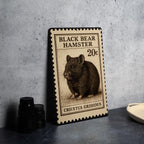 Black Bear Hamster Metal Sign – Vintage Stamp Style Wall Art, Rustic Pet Decor, Cute Rodent Illustration for Home or Shed — photo 4