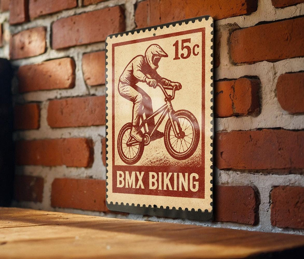 BMX Biking Metal Sign – Vintage Stamp Style Wall Art for Garage, Man Cave, Teen Room, Extreme Sports Decor — photo 3