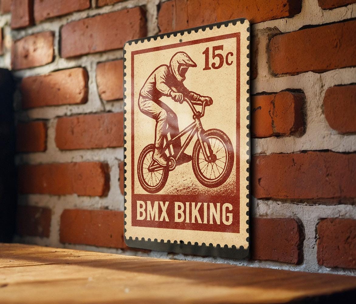 BMX Biking Metal Sign – Vintage Stamp Style Wall Art for Garage, Man Cave, Teen Room, Extreme Sports Decor — photo 3