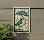 Whimsical Bird with Umbrella Metal Sign – Vintage Stamp Style Wall Art for Garden, Porch, or Rustic Home Decor — photo 5