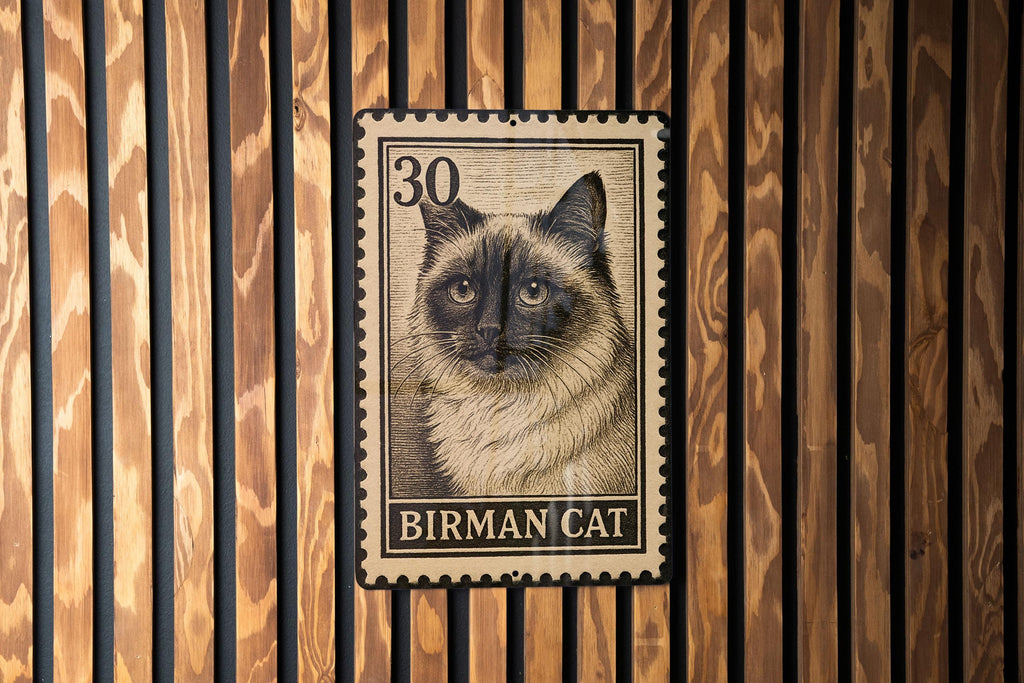 Birman Cat Metal Sign – Vintage Stamp Style Wall Art for Cat Lovers, Rustic Home Decor, Gift for Pet Owners — photo 1