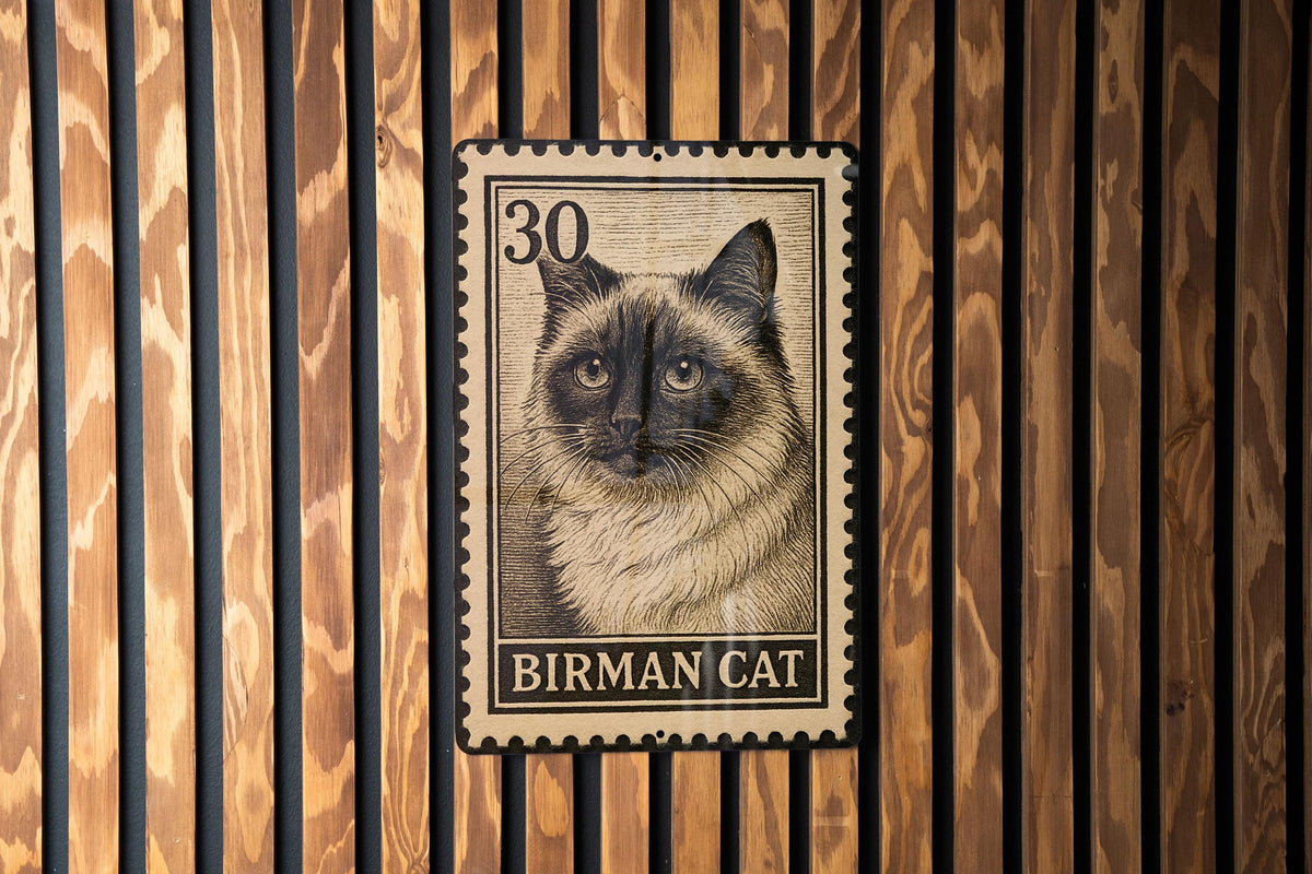 Birman Cat Metal Sign – Vintage Stamp Style Wall Art for Cat Lovers, Rustic Home Decor, Gift for Pet Owners — photo 1