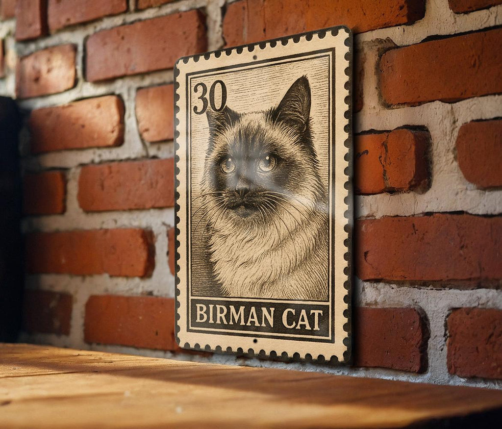 Birman Cat Metal Sign – Vintage Stamp Style Wall Art for Cat Lovers, Rustic Home Decor, Gift for Pet Owners — photo 2