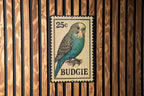 Budgie Stamp Style Metal Sign – Vintage Rock Band Wall Art, Retro Music Decor, Heavy Metal Tin Sign for Man Cave or Garage — photo 1