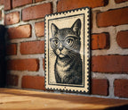 Vintage Cat with Glasses Metal Sign – Retro Stamp Style Wall Art for Home, Office, or Bar Décor — photo 3