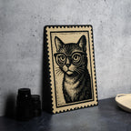 Vintage Cat with Glasses Metal Sign – Retro Stamp Style Wall Art for Home, Office, or Bar Décor — photo 4