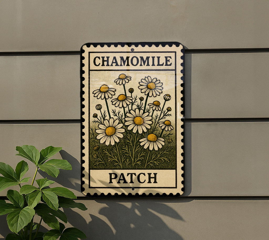 Chamomile Patch Metal Sign – Vintage Botanical Wall Art, Rustic Garden Decor, Floral Stamp Style Tin Sign for Kitchen or Porch — photo 5
