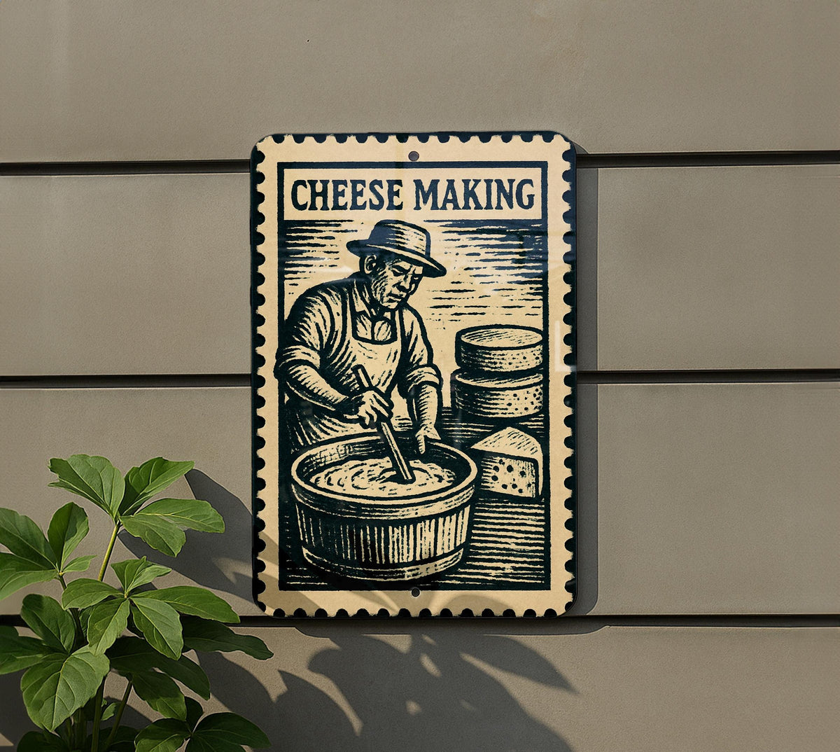 Cheese Making Metal Sign – Vintage Stamp Style Kitchen Wall Decor, Rustic Dairy Farmhouse Tin Art for Cheesemakers — photo 5
