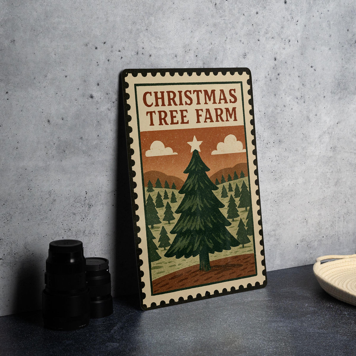 Christmas Tree Farm Metal Sign – Rustic Vintage Stamp Style Wall Decor for Holiday Farmhouse or Winter Cabin — photo 4