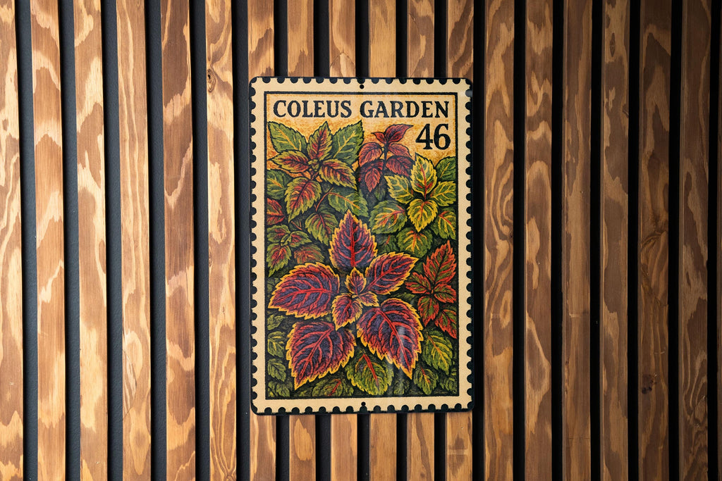 Coleus Garden Metal Sign – Vintage Stamp Style Botanical Wall Art, Outdoor Garden Decor, Rustic Plant Lover Gift — photo 2
