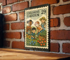 Children’s Garden Metal Sign – Vintage Stamp Style Wall Art for Kids Outdoor Play Area, Weatherproof Yard Decor — photo 1