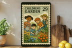 Children’s Garden Metal Sign – Vintage Stamp Style Wall Art for Kids Outdoor Play Area, Weatherproof Yard Decor — photo 2