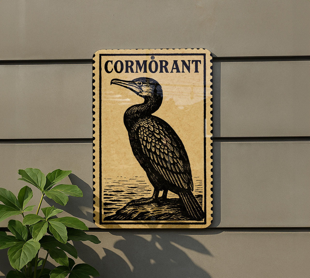 Cormorant Bird Metal Sign Vertical | Vintage Stamp Style Wall Art | Rustic Outdoor Decor for Cabin, Lake House, or Lodge — photo 5