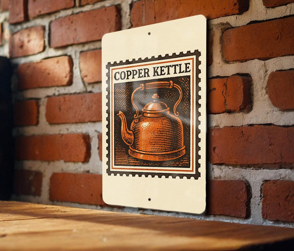 Vintage Copper Kettle Metal Sign – Rustic Kitchen Wall Decor, Stamp Style Retro Tin Sign for Farmhouse or Coffee Bar — photo 2