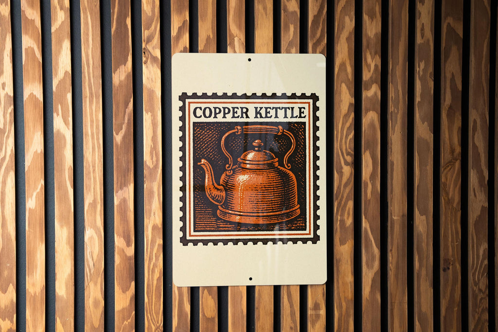 Vintage Copper Kettle Metal Sign – Rustic Kitchen Wall Decor, Stamp Style Retro Tin Sign for Farmhouse or Coffee Bar — photo 3