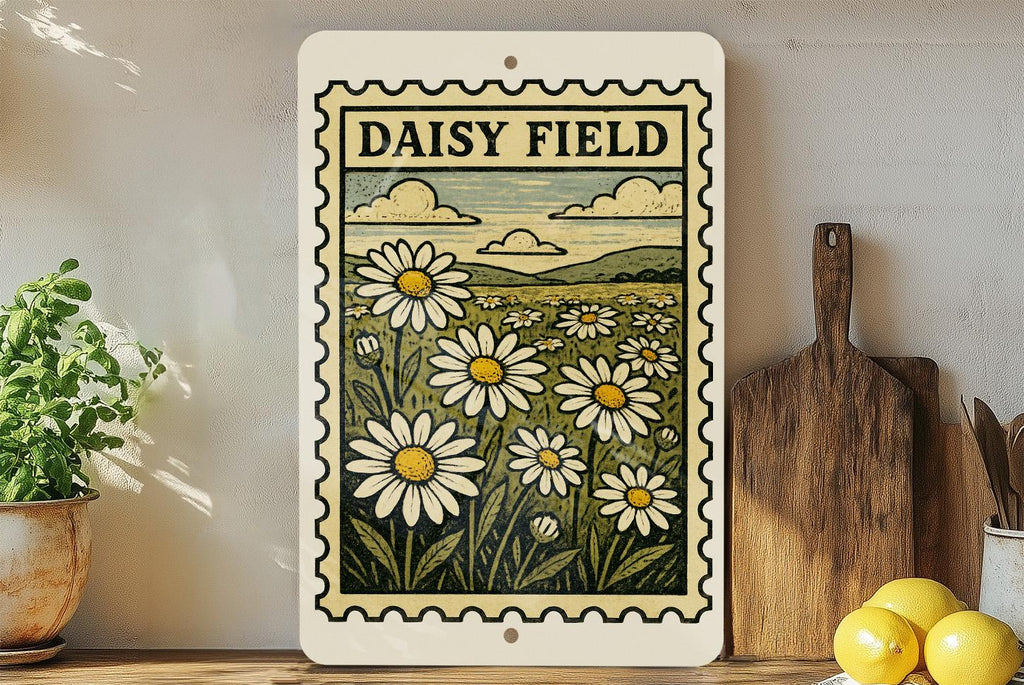 Vintage Daisy Field Metal Sign – Rustic Floral Wall Art, Stamp Style Garden Decor, Retro Tin Sign for Home or Outdoor Display — photo 3