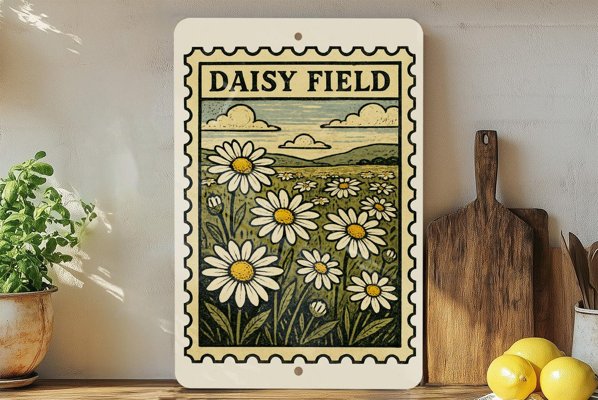 Vintage Daisy Field Metal Sign – Rustic Floral Wall Art, Stamp Style Garden Decor, Retro Tin Sign for Home or Outdoor Display — photo 3