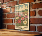Cosmos Field Metal Sign – Vintage Stamp Style Wall Art, Botanical Flower Decor, Rustic Garden Sign for Home or Outdoor Display — photo 3