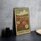 Cosmos Field Metal Sign – Vintage Stamp Style Wall Art, Botanical Flower Decor, Rustic Garden Sign for Home or Outdoor Display — photo 4