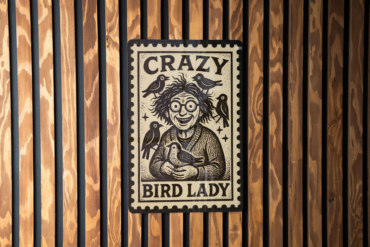 Crazy Bird Lady Metal Sign – Vintage Stamp Style Wall Art for Bird Lovers, Funny Rustic Home Decor, Gift for Birdwatchers — photo 2
