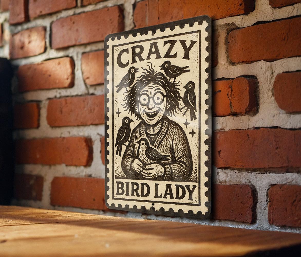 Crazy Bird Lady Metal Sign – Vintage Stamp Style Wall Art for Bird Lovers, Funny Rustic Home Decor, Gift for Birdwatchers — photo 3