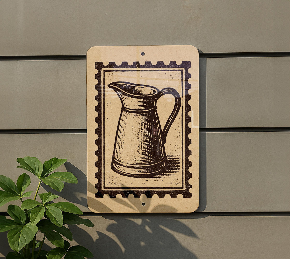Vintage Enamel Pitcher Metal Sign – Farmhouse Kitchen Wall Decor, Rustic Stamp Style Artwork, Country Home Accent — photo 5