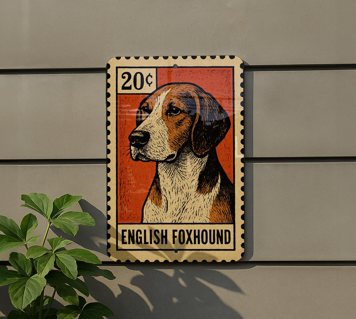 English Foxhound Dog Metal Sign – Vintage Stamp Style Wall Art, Rustic Vertical Tin Decor for Dog Lovers & Home Display — photo 5