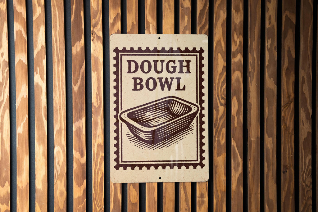 Rustic Dough Bowl Stamp Style Metal Sign – Farmhouse Kitchen Wall Art Decor, Vintage-Inspired Home Accent Gift — photo 1