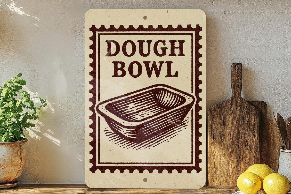 Rustic Dough Bowl Stamp Style Metal Sign – Farmhouse Kitchen Wall Art Decor, Vintage-Inspired Home Accent Gift — photo 2