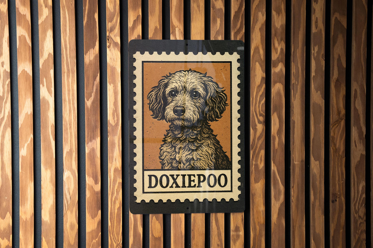 Doxiepoo Metal Sign – Rustic Vintage Dog Wall Art, Dachshund Poodle Mix Decor, Stamp Style Tin Sign for Home or Pet Lovers — photo 2