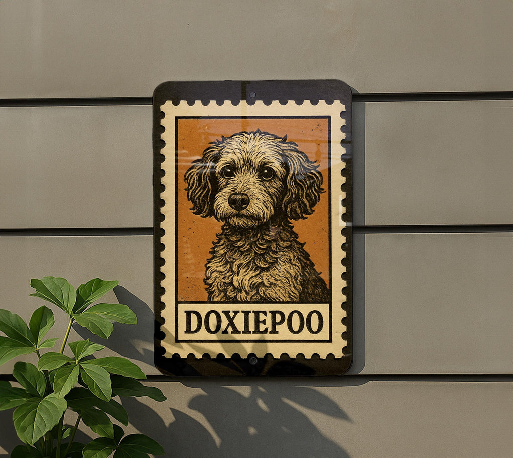Doxiepoo Metal Sign – Rustic Vintage Dog Wall Art, Dachshund Poodle Mix Decor, Stamp Style Tin Sign for Home or Pet Lovers — photo 5