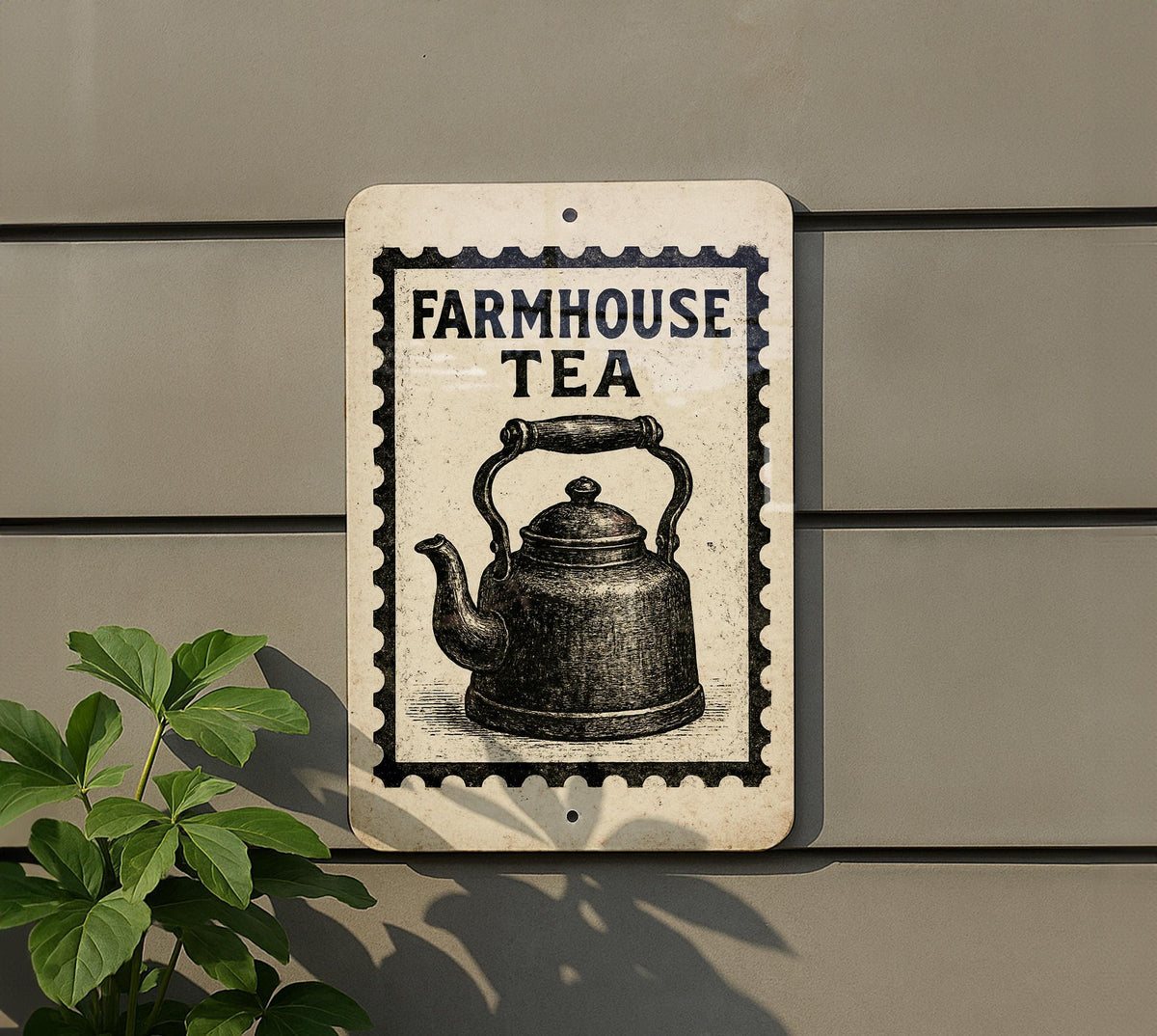 Farmhouse Tea Kettle Metal Sign – Vintage Kitchen Wall Decor, Rustic Stamp Style Art, Country Home Accent Plaque — photo 5
