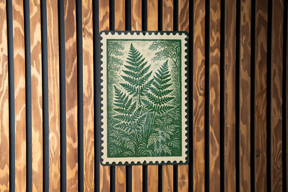 Fern Garden Metal Sign – Botanical Stamp Style Wall Art, Vintage Nature Decor, Rustic Outdoor Garden Sign for Home or Patio — photo 1