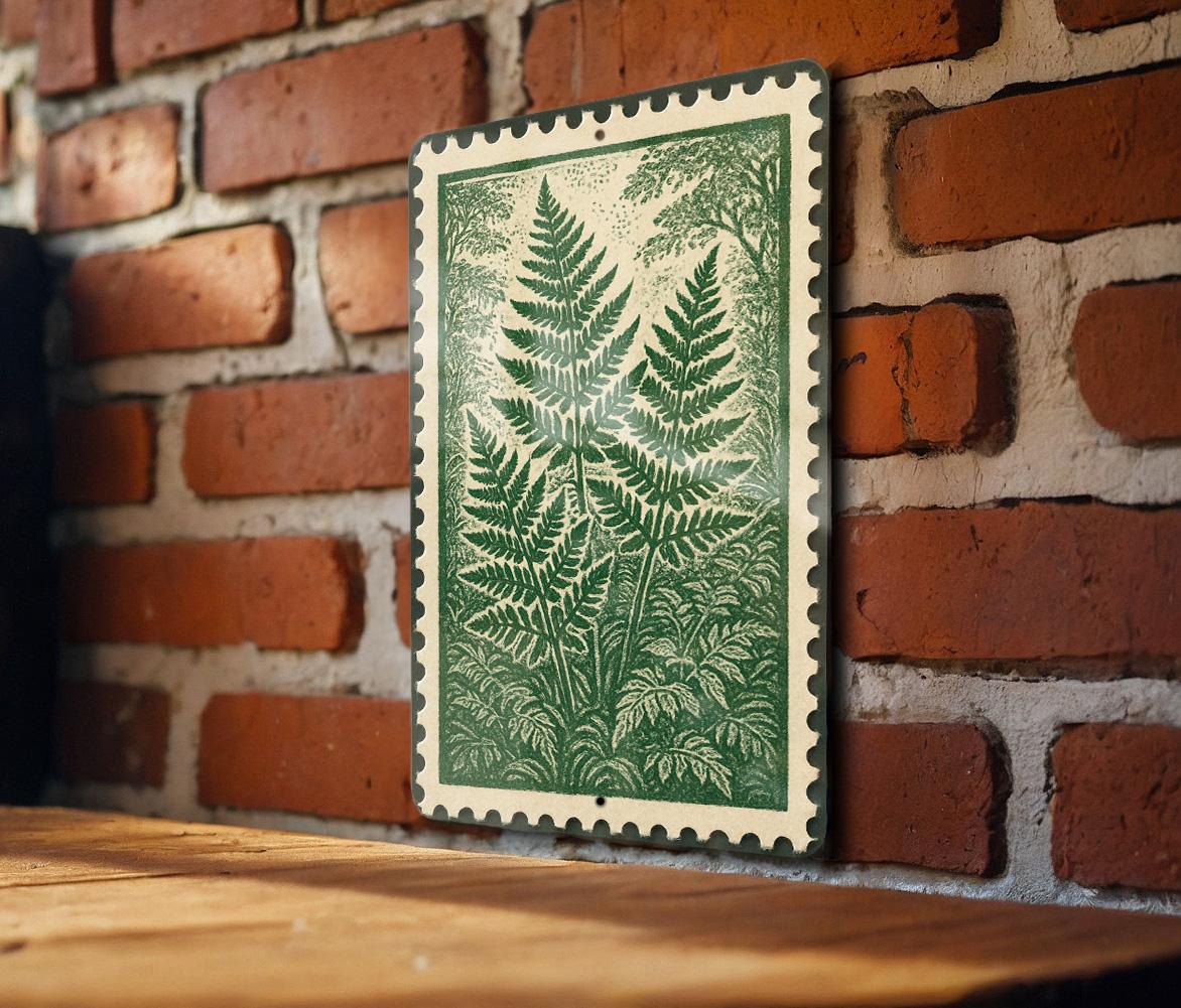 Fern Garden Metal Sign – Botanical Stamp Style Wall Art, Vintage Nature Decor, Rustic Outdoor Garden Sign for Home or Patio — photo 2
