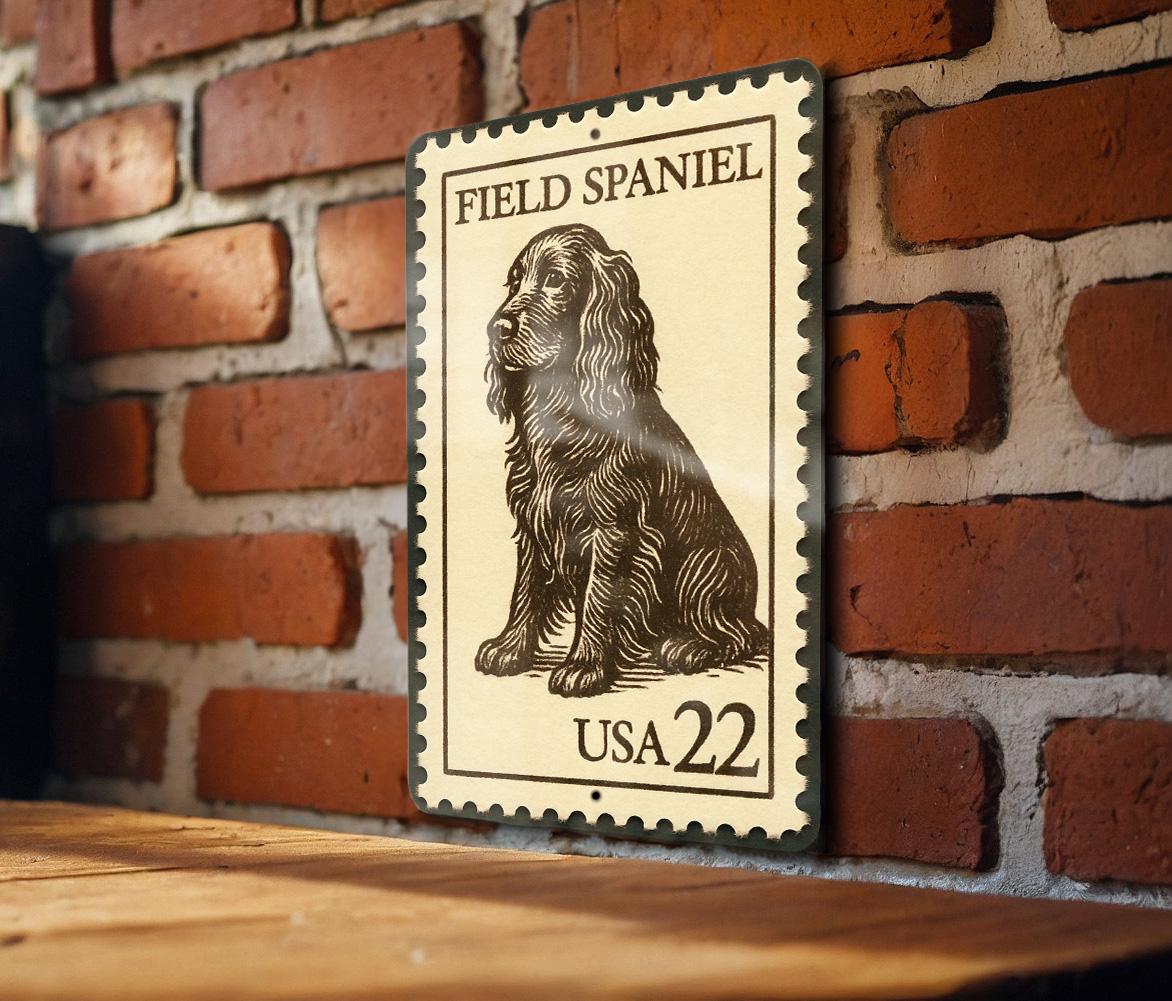 Field Spaniel Metal Sign – Vintage Dog Wall Art, Rustic Farmhouse Decor, Retro Stamp Style Kennel Sign for Pet Lovers — photo 3