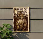 Fishing Cat Metal Sign – Vertical 23" Rustic Stamp Style Wall Art for Cabin, Lake House, Man Cave, Wildlife Home Decor — photo 5