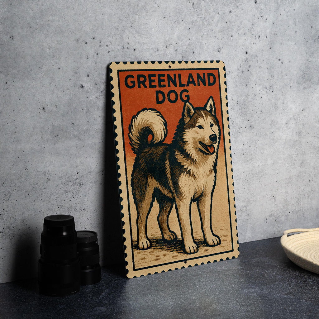 Greenland Dog Metal Sign Vertical | Vintage Stamp Style Wall Art | Rustic Nordic Dog Decor for Cabin, Kennel, or Gift — photo 4