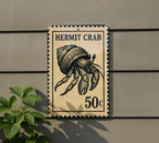 Hermit Crab Metal Sign – Coastal Nautical Wall Art, Beach House Decor, Vintage Stamp Style Ocean Animal Sign — photo 5