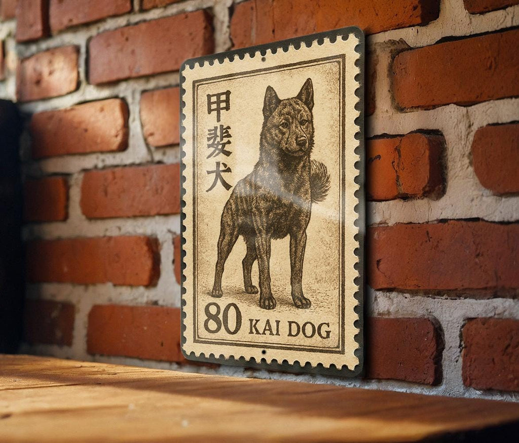 Kai Dog Metal Sign – Japanese Dog Breed Wall Art, Rustic Stamp Style Decor, Vintage Pet Lover Gift, Outdoor or Indoor Sign — photo 1